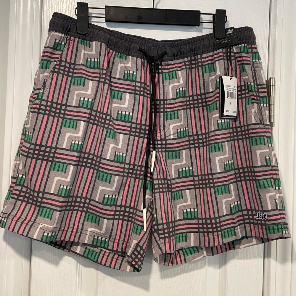 NWT Lost Mens Size Medium Gray Short Circuit 5” Inseam Unlined Beach Shorts